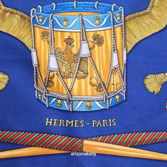 Hermès 'Les Tambours' Silk Scarf Gold Yellow - Picture 2 of 15